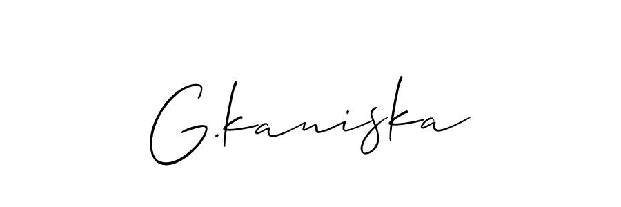 if you are searching for the best signature style for your name G.kaniska. so please give up your signature search. here we have designed multiple signature styles  using Allison_Script. G.kaniska signature style 2 images and pictures png