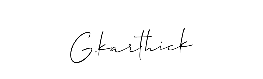 if you are searching for the best signature style for your name G.karthick. so please give up your signature search. here we have designed multiple signature styles  using Allison_Script. G.karthick signature style 2 images and pictures png