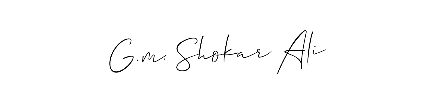 This is the best signature style for the G.m. Shokar Ali name. Also you like these signature font (Allison_Script). Mix name signature. G.m. Shokar Ali signature style 2 images and pictures png