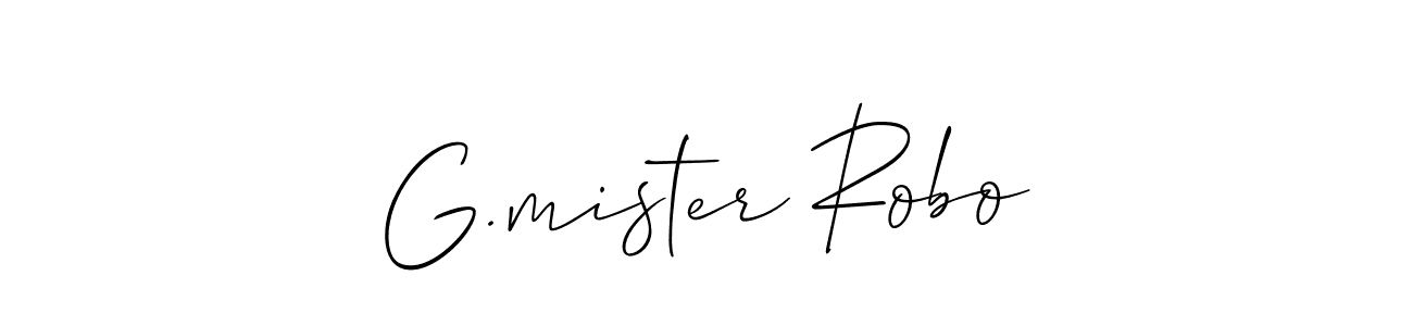The best way (Allison_Script) to make a short signature is to pick only two or three words in your name. The name G.mister Robo include a total of six letters. For converting this name. G.mister Robo signature style 2 images and pictures png