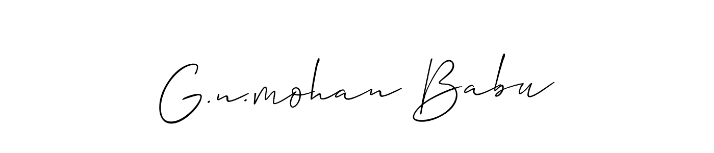 How to make G.n.mohan Babu name signature. Use Allison_Script style for creating short signs online. This is the latest handwritten sign. G.n.mohan Babu signature style 2 images and pictures png