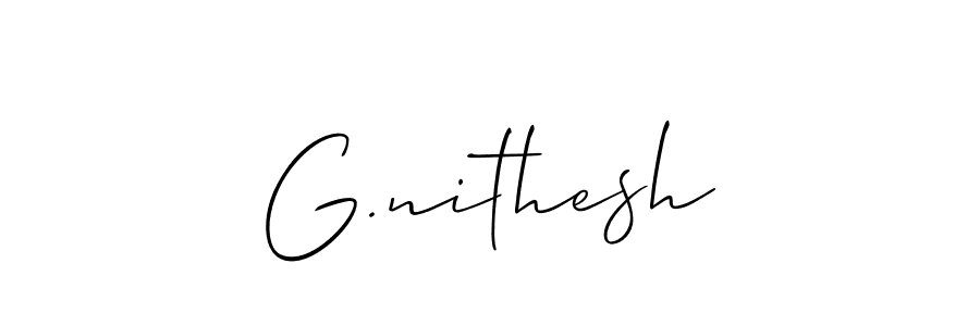 Also You can easily find your signature by using the search form. We will create G.nithesh name handwritten signature images for you free of cost using Allison_Script sign style. G.nithesh signature style 2 images and pictures png
