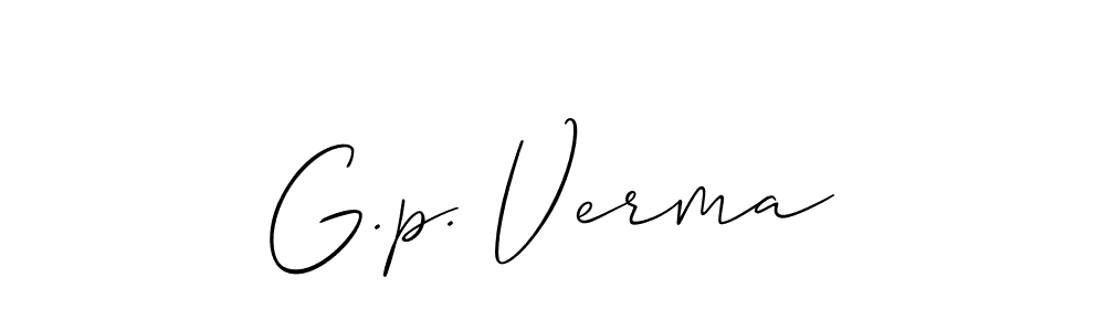 Create a beautiful signature design for name G.p. Verma. With this signature (Allison_Script) fonts, you can make a handwritten signature for free. G.p. Verma signature style 2 images and pictures png