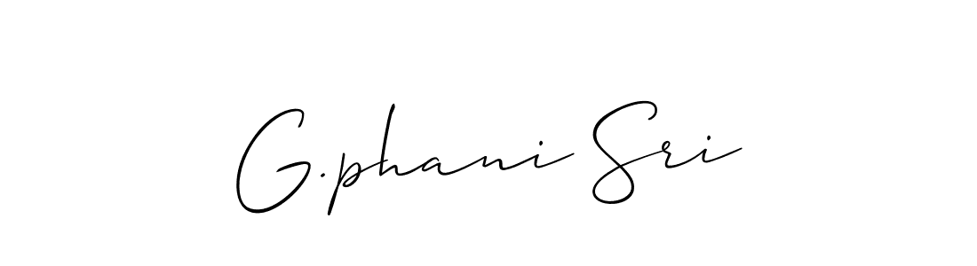 The best way (Allison_Script) to make a short signature is to pick only two or three words in your name. The name G.phani Sri include a total of six letters. For converting this name. G.phani Sri signature style 2 images and pictures png