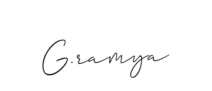 It looks lik you need a new signature style for name G.ramya. Design unique handwritten (Allison_Script) signature with our free signature maker in just a few clicks. G.ramya signature style 2 images and pictures png