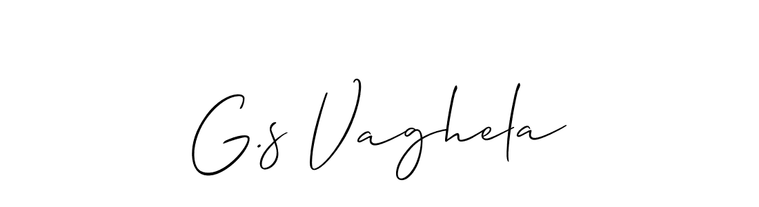 Make a beautiful signature design for name G.s Vaghela. With this signature (Allison_Script) style, you can create a handwritten signature for free. G.s Vaghela signature style 2 images and pictures png