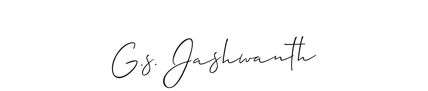 if you are searching for the best signature style for your name G.s. Jashwanth. so please give up your signature search. here we have designed multiple signature styles  using Allison_Script. G.s. Jashwanth signature style 2 images and pictures png
