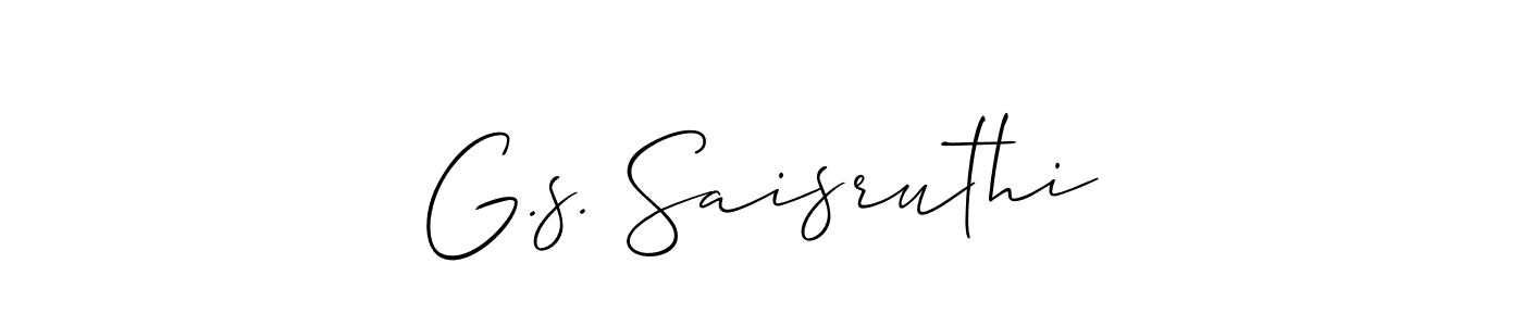 if you are searching for the best signature style for your name G.s. Saisruthi. so please give up your signature search. here we have designed multiple signature styles  using Allison_Script. G.s. Saisruthi signature style 2 images and pictures png