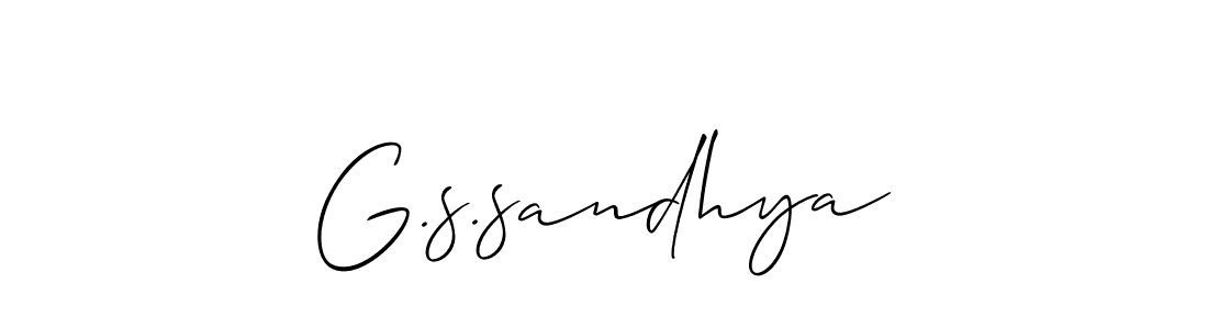 How to make G.s.sandhya name signature. Use Allison_Script style for creating short signs online. This is the latest handwritten sign. G.s.sandhya signature style 2 images and pictures png