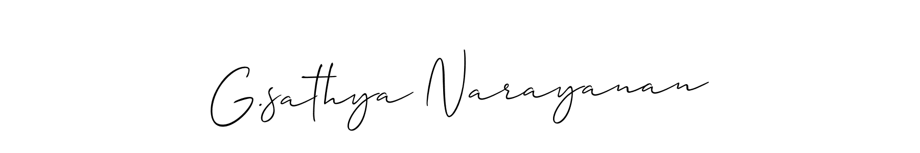 Design your own signature with our free online signature maker. With this signature software, you can create a handwritten (Allison_Script) signature for name G.sathya Narayanan. G.sathya Narayanan signature style 2 images and pictures png