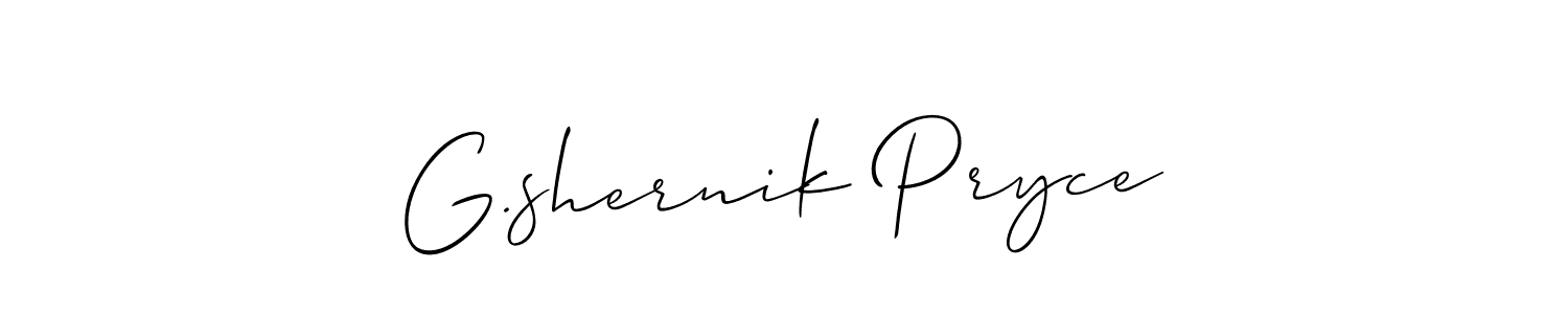 This is the best signature style for the G.shernik Pryce name. Also you like these signature font (Allison_Script). Mix name signature. G.shernik Pryce signature style 2 images and pictures png