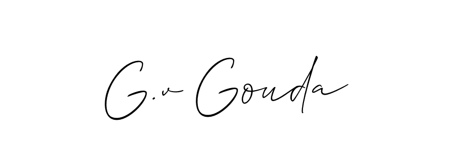 The best way (Allison_Script) to make a short signature is to pick only two or three words in your name. The name G.v Gouda include a total of six letters. For converting this name. G.v Gouda signature style 2 images and pictures png