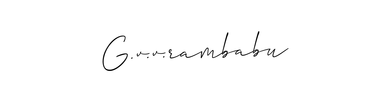 Similarly Allison_Script is the best handwritten signature design. Signature creator online .You can use it as an online autograph creator for name G.v.v.rambabu. G.v.v.rambabu signature style 2 images and pictures png