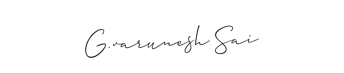 This is the best signature style for the G.varunesh Sai name. Also you like these signature font (Allison_Script). Mix name signature. G.varunesh Sai signature style 2 images and pictures png