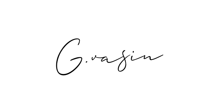 The best way (Allison_Script) to make a short signature is to pick only two or three words in your name. The name G.vasin include a total of six letters. For converting this name. G.vasin signature style 2 images and pictures png