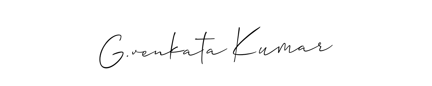 The best way (Allison_Script) to make a short signature is to pick only two or three words in your name. The name G.venkata Kumar include a total of six letters. For converting this name. G.venkata Kumar signature style 2 images and pictures png