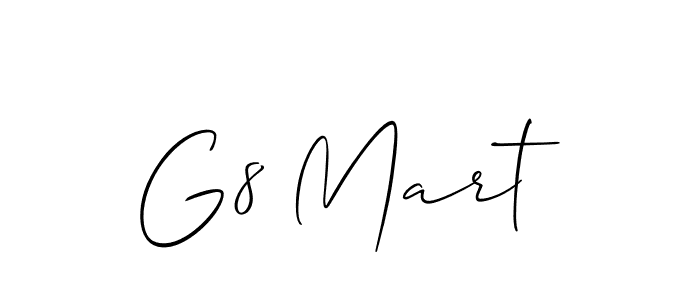 Similarly Allison_Script is the best handwritten signature design. Signature creator online .You can use it as an online autograph creator for name G8 Mart. G8 Mart signature style 2 images and pictures png