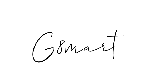 The best way (Allison_Script) to make a short signature is to pick only two or three words in your name. The name G8mart include a total of six letters. For converting this name. G8mart signature style 2 images and pictures png