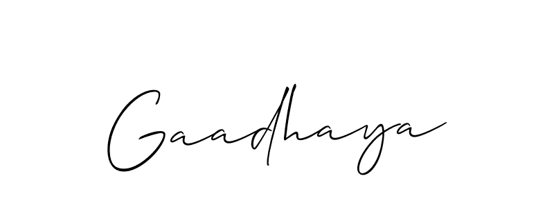 Use a signature maker to create a handwritten signature online. With this signature software, you can design (Allison_Script) your own signature for name Gaadhaya. Gaadhaya signature style 2 images and pictures png