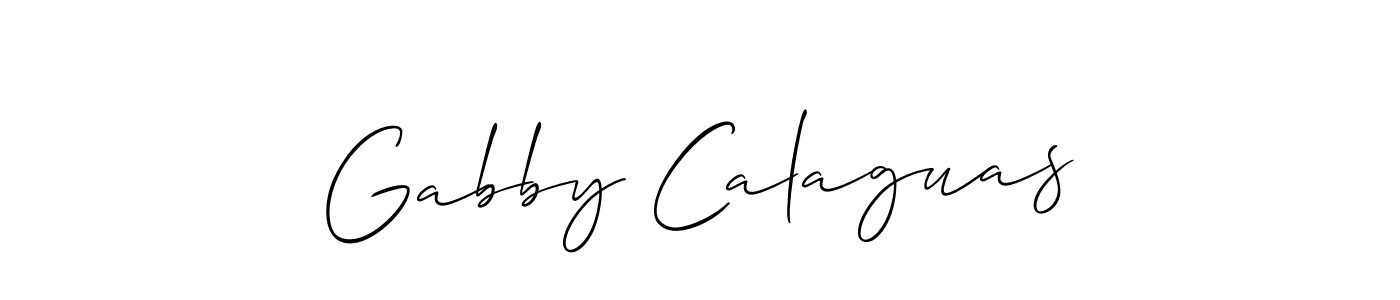 You should practise on your own different ways (Allison_Script) to write your name (Gabby Calaguas) in signature. don't let someone else do it for you. Gabby Calaguas signature style 2 images and pictures png