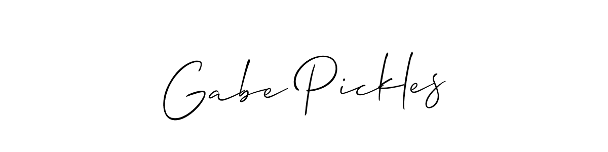 You should practise on your own different ways (Allison_Script) to write your name (Gabe Pickles) in signature. don't let someone else do it for you. Gabe Pickles signature style 2 images and pictures png