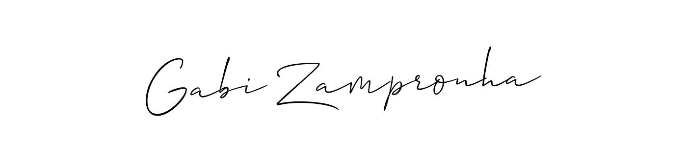 How to make Gabi Zampronha signature? Allison_Script is a professional autograph style. Create handwritten signature for Gabi Zampronha name. Gabi Zampronha signature style 2 images and pictures png