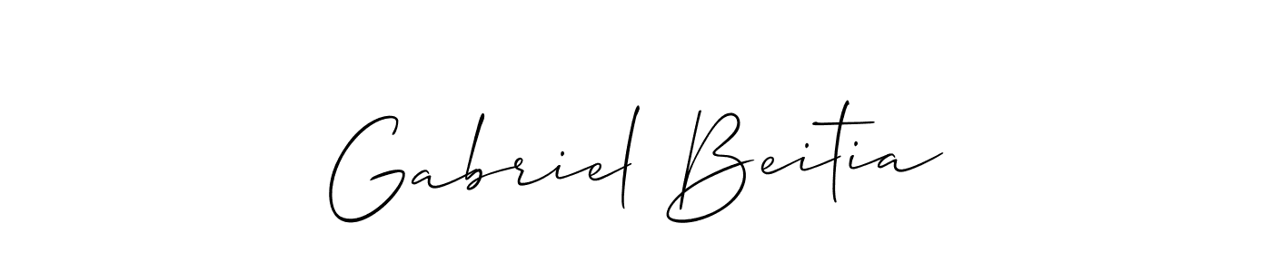 You should practise on your own different ways (Allison_Script) to write your name (Gabriel Beitia) in signature. don't let someone else do it for you. Gabriel Beitia signature style 2 images and pictures png