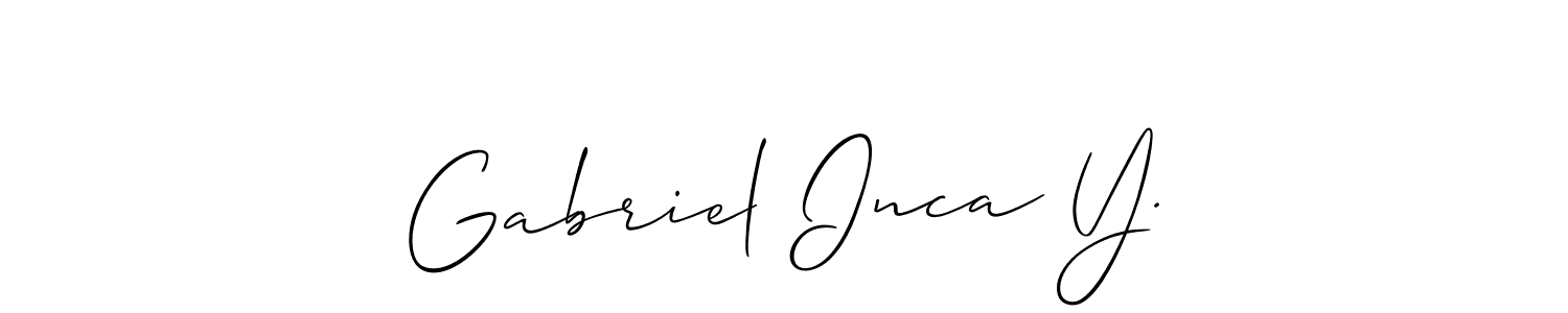 The best way (Allison_Script) to make a short signature is to pick only two or three words in your name. The name Gabriel Inca Y. include a total of six letters. For converting this name. Gabriel Inca Y. signature style 2 images and pictures png
