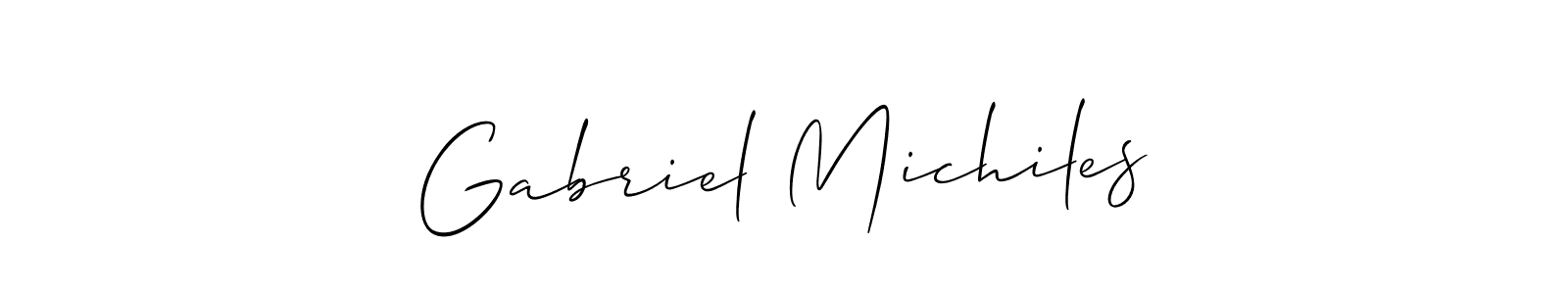 This is the best signature style for the Gabriel Michiles name. Also you like these signature font (Allison_Script). Mix name signature. Gabriel Michiles signature style 2 images and pictures png