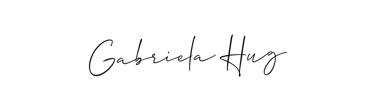 Allison_Script is a professional signature style that is perfect for those who want to add a touch of class to their signature. It is also a great choice for those who want to make their signature more unique. Get Gabriela Hug name to fancy signature for free. Gabriela Hug signature style 2 images and pictures png