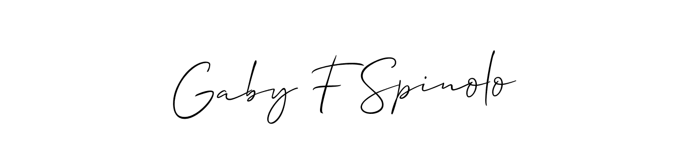 Create a beautiful signature design for name Gaby F Spinolo. With this signature (Allison_Script) fonts, you can make a handwritten signature for free. Gaby F Spinolo signature style 2 images and pictures png