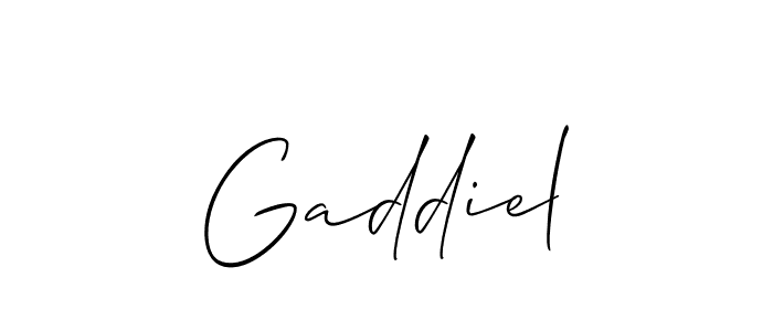 Allison_Script is a professional signature style that is perfect for those who want to add a touch of class to their signature. It is also a great choice for those who want to make their signature more unique. Get Gaddiel name to fancy signature for free. Gaddiel signature style 2 images and pictures png