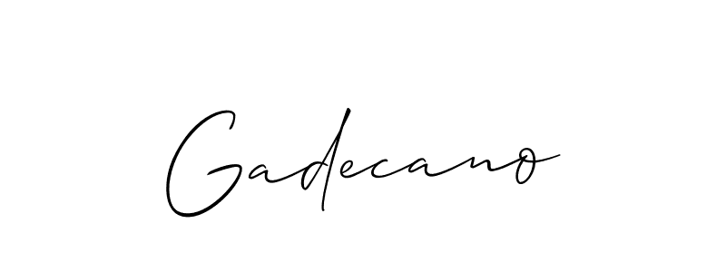Use a signature maker to create a handwritten signature online. With this signature software, you can design (Allison_Script) your own signature for name Gadecano. Gadecano signature style 2 images and pictures png