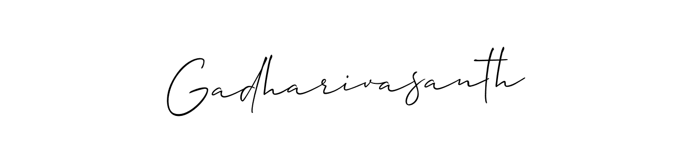 Allison_Script is a professional signature style that is perfect for those who want to add a touch of class to their signature. It is also a great choice for those who want to make their signature more unique. Get Gadharivasanth name to fancy signature for free. Gadharivasanth signature style 2 images and pictures png