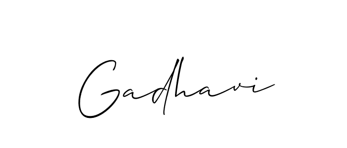 Make a beautiful signature design for name Gadhavi. With this signature (Allison_Script) style, you can create a handwritten signature for free. Gadhavi signature style 2 images and pictures png