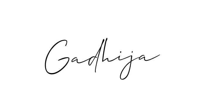 Use a signature maker to create a handwritten signature online. With this signature software, you can design (Allison_Script) your own signature for name Gadhija. Gadhija signature style 2 images and pictures png