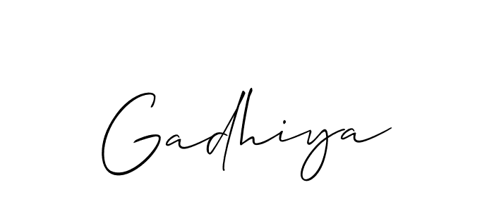 Use a signature maker to create a handwritten signature online. With this signature software, you can design (Allison_Script) your own signature for name Gadhiya. Gadhiya signature style 2 images and pictures png