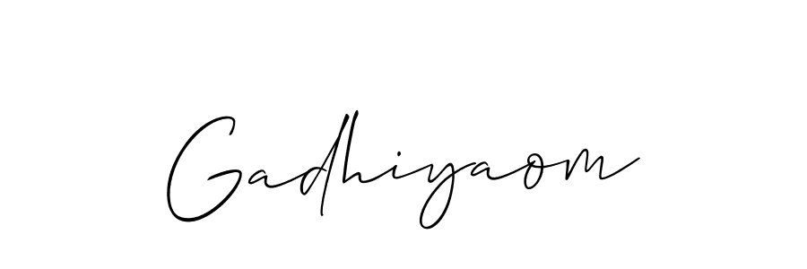 Allison_Script is a professional signature style that is perfect for those who want to add a touch of class to their signature. It is also a great choice for those who want to make their signature more unique. Get Gadhiyaom name to fancy signature for free. Gadhiyaom signature style 2 images and pictures png