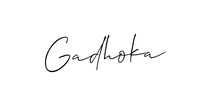 Use a signature maker to create a handwritten signature online. With this signature software, you can design (Allison_Script) your own signature for name Gadhoka. Gadhoka signature style 2 images and pictures png