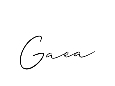 Make a beautiful signature design for name Gaea. With this signature (Allison_Script) style, you can create a handwritten signature for free. Gaea signature style 2 images and pictures png