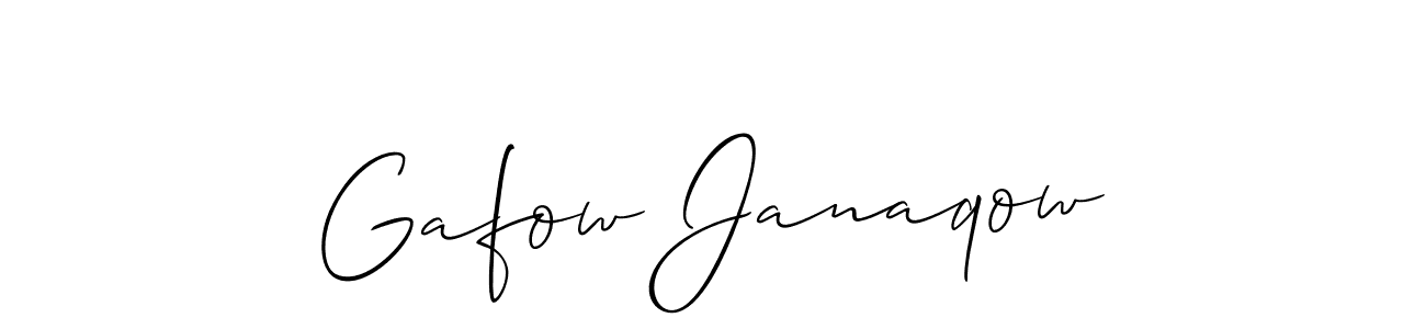 Make a short Gafow Janaqow signature style. Manage your documents anywhere anytime using Allison_Script. Create and add eSignatures, submit forms, share and send files easily. Gafow Janaqow signature style 2 images and pictures png