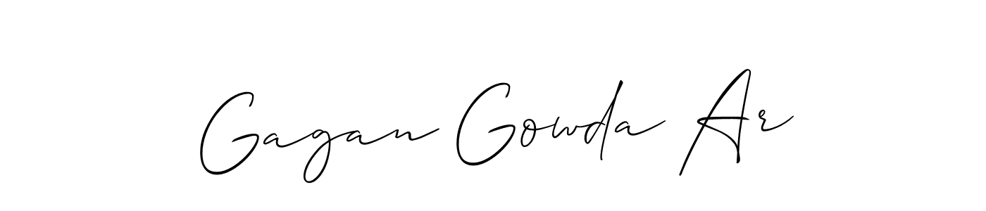 Create a beautiful signature design for name Gagan Gowda Ar. With this signature (Allison_Script) fonts, you can make a handwritten signature for free. Gagan Gowda Ar signature style 2 images and pictures png