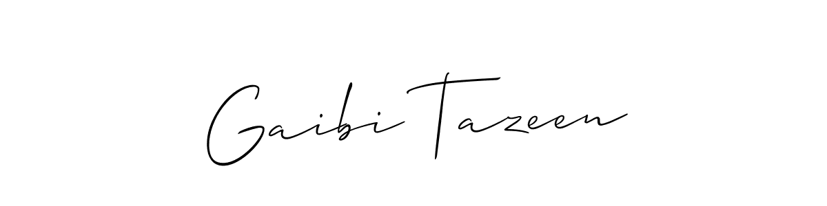 It looks lik you need a new signature style for name Gaibi Tazeen. Design unique handwritten (Allison_Script) signature with our free signature maker in just a few clicks. Gaibi Tazeen signature style 2 images and pictures png