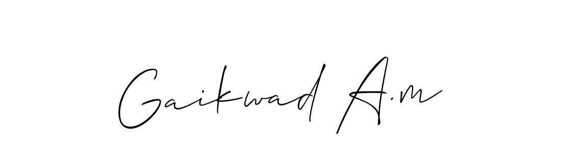 The best way (Allison_Script) to make a short signature is to pick only two or three words in your name. The name Gaikwad A.m include a total of six letters. For converting this name. Gaikwad A.m signature style 2 images and pictures png