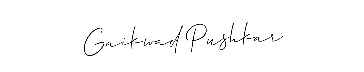 Allison_Script is a professional signature style that is perfect for those who want to add a touch of class to their signature. It is also a great choice for those who want to make their signature more unique. Get Gaikwad Pushkar name to fancy signature for free. Gaikwad Pushkar signature style 2 images and pictures png