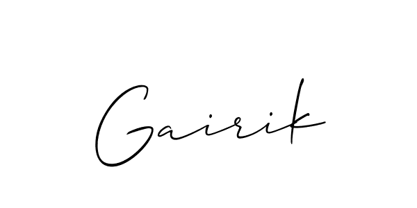 The best way (Allison_Script) to make a short signature is to pick only two or three words in your name. The name Gairik include a total of six letters. For converting this name. Gairik signature style 2 images and pictures png