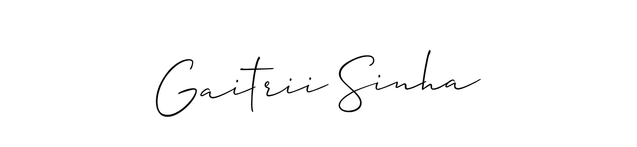 Allison_Script is a professional signature style that is perfect for those who want to add a touch of class to their signature. It is also a great choice for those who want to make their signature more unique. Get Gaitrii Sinha name to fancy signature for free. Gaitrii Sinha signature style 2 images and pictures png