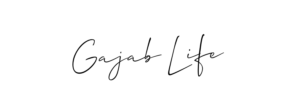 Allison_Script is a professional signature style that is perfect for those who want to add a touch of class to their signature. It is also a great choice for those who want to make their signature more unique. Get Gajab Life name to fancy signature for free. Gajab Life signature style 2 images and pictures png