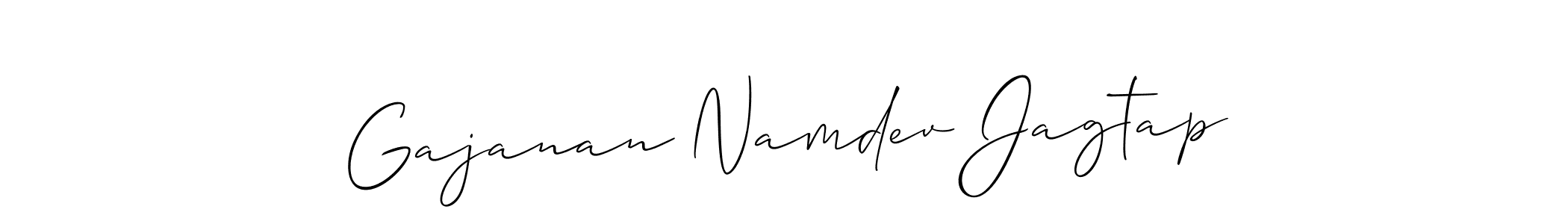 Allison_Script is a professional signature style that is perfect for those who want to add a touch of class to their signature. It is also a great choice for those who want to make their signature more unique. Get Gajanan Namdev Jagtap name to fancy signature for free. Gajanan Namdev Jagtap signature style 2 images and pictures png