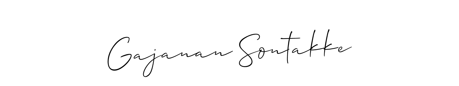 Allison_Script is a professional signature style that is perfect for those who want to add a touch of class to their signature. It is also a great choice for those who want to make their signature more unique. Get Gajanan Sontakke name to fancy signature for free. Gajanan Sontakke signature style 2 images and pictures png